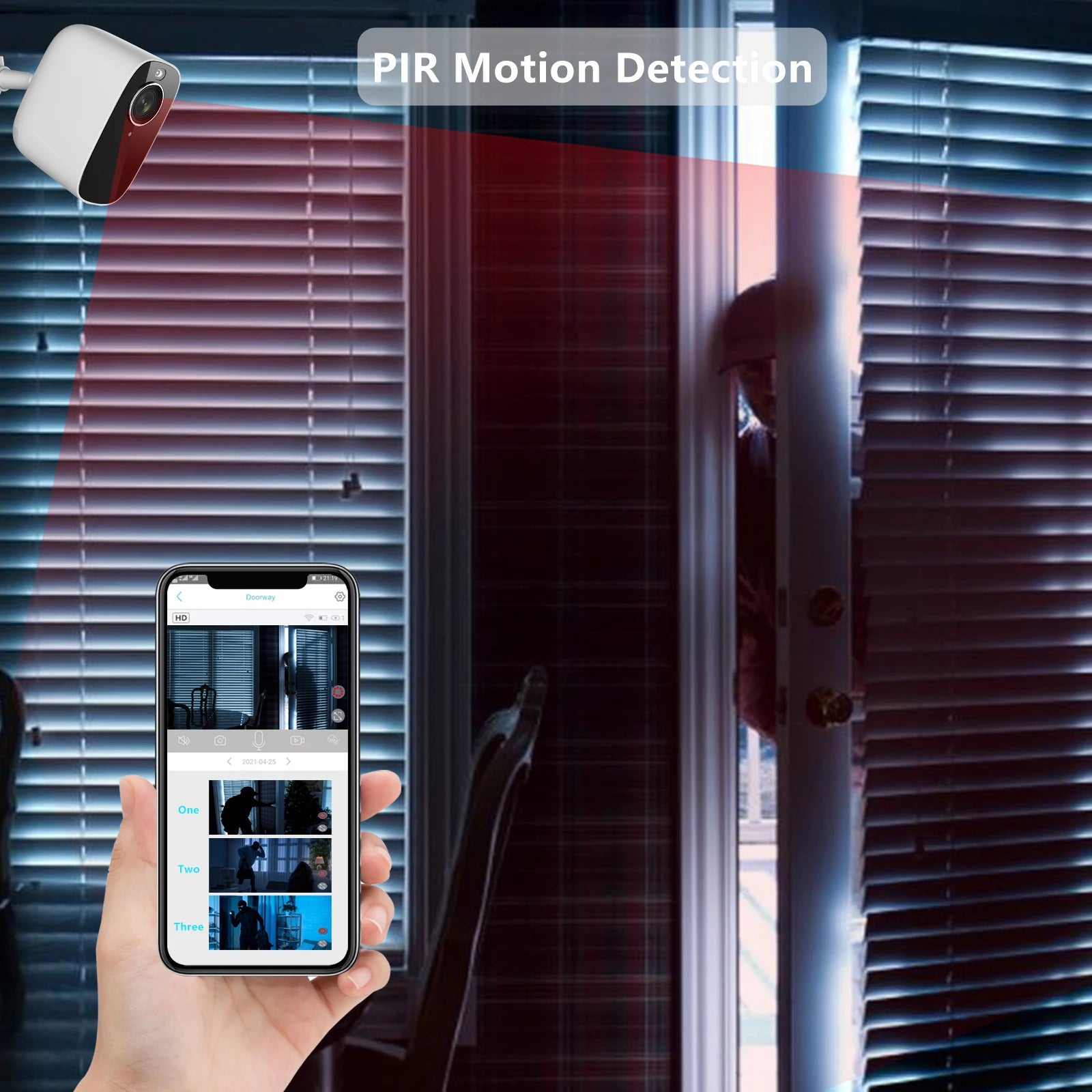 Portable 4MP 2K Indoor/Outdoor Wireless Camera Rechargeable Battery, Motion Alerts, Night Vision, IP65 Waterproof