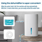 Compact 2L Air Dehumidifier with Sleep Mode for Bedroom, Bathroom & Office