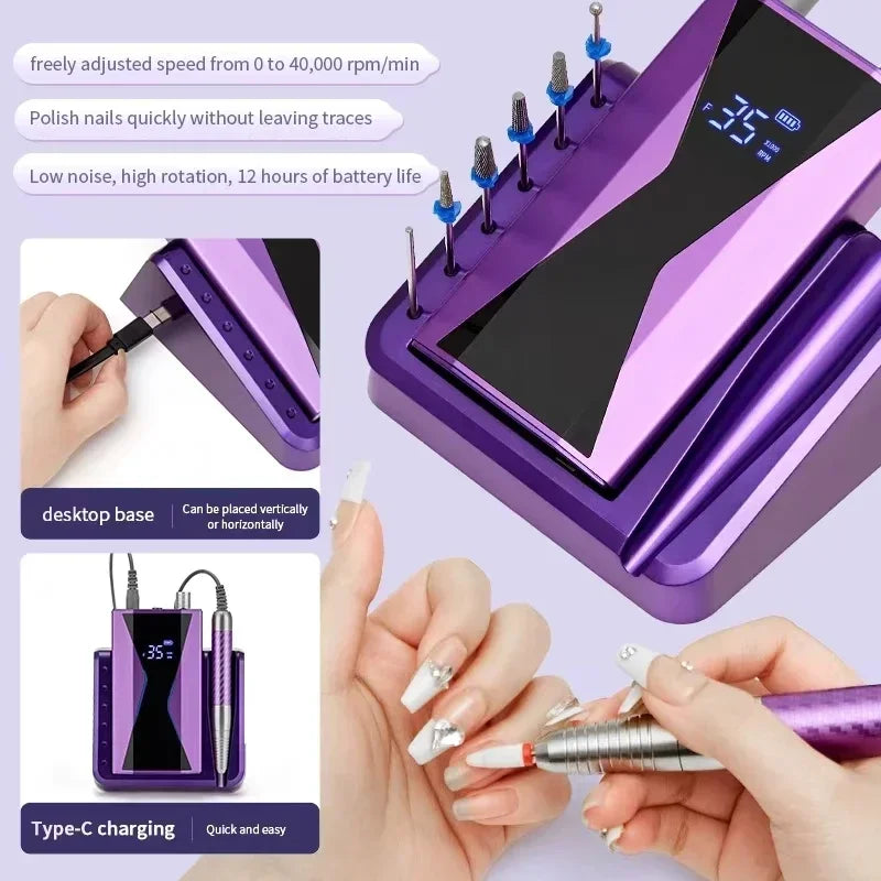 Rechargeable Nail Grinder with Storage and Accessories