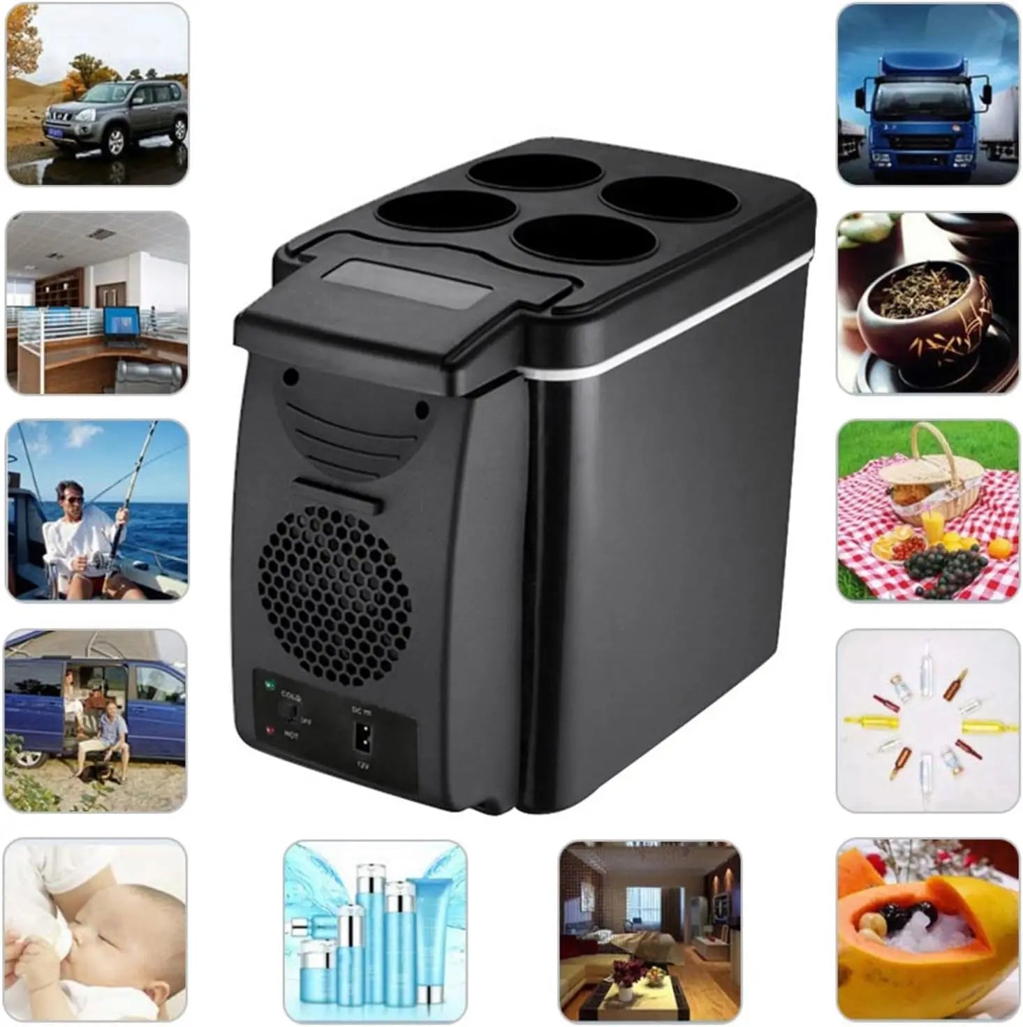 Portable 6L Car Refrigerator with Cooling & Heating , 12V/220V Travel Cooler