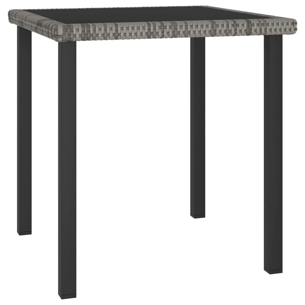 70cm Outdoor Dining Table – PE Rattan & Tempered Glass – Grey
