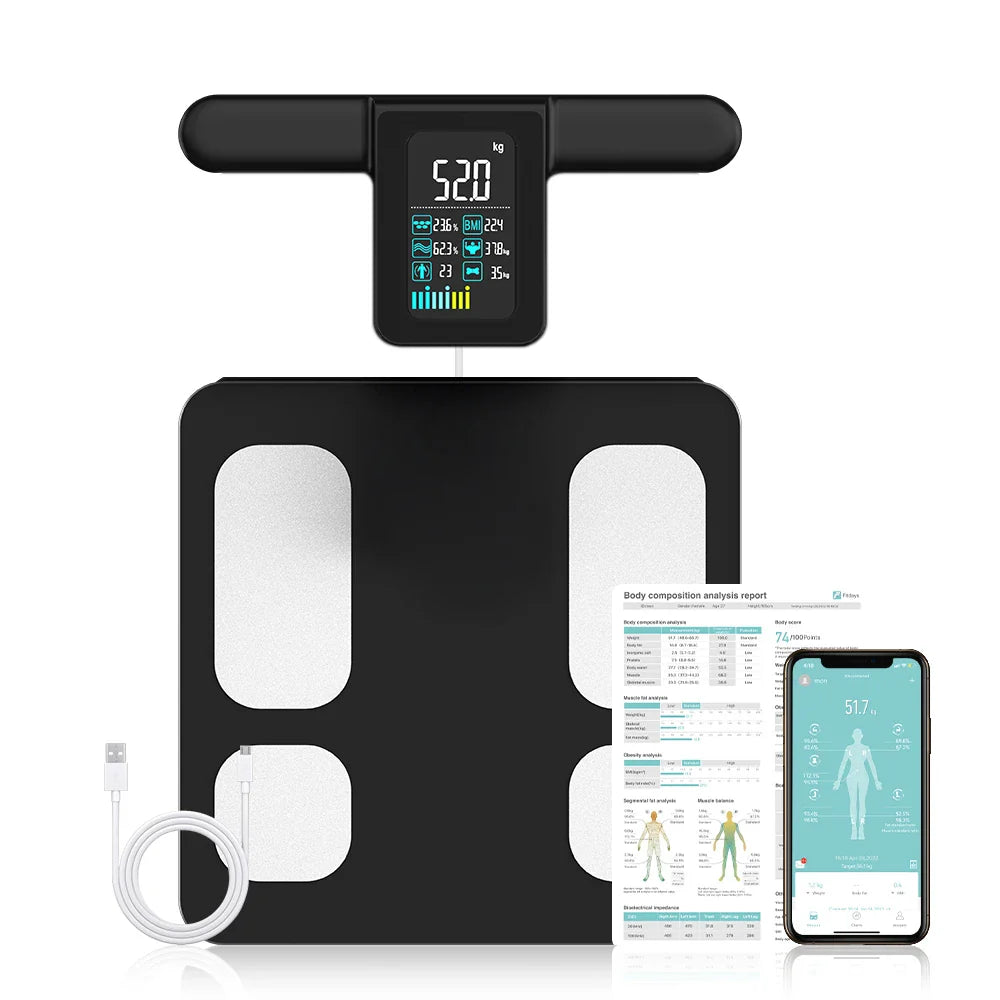Digital Bathroom Scale with 8 Electrodes & USB Charging