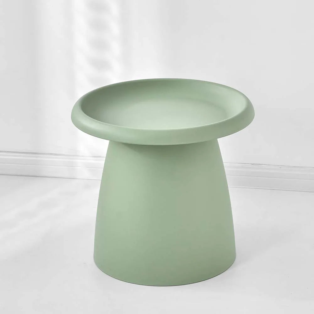 Mushroom-Style Round Coffee Table – 50cm Nordic Side Table with Wide Base (Green)