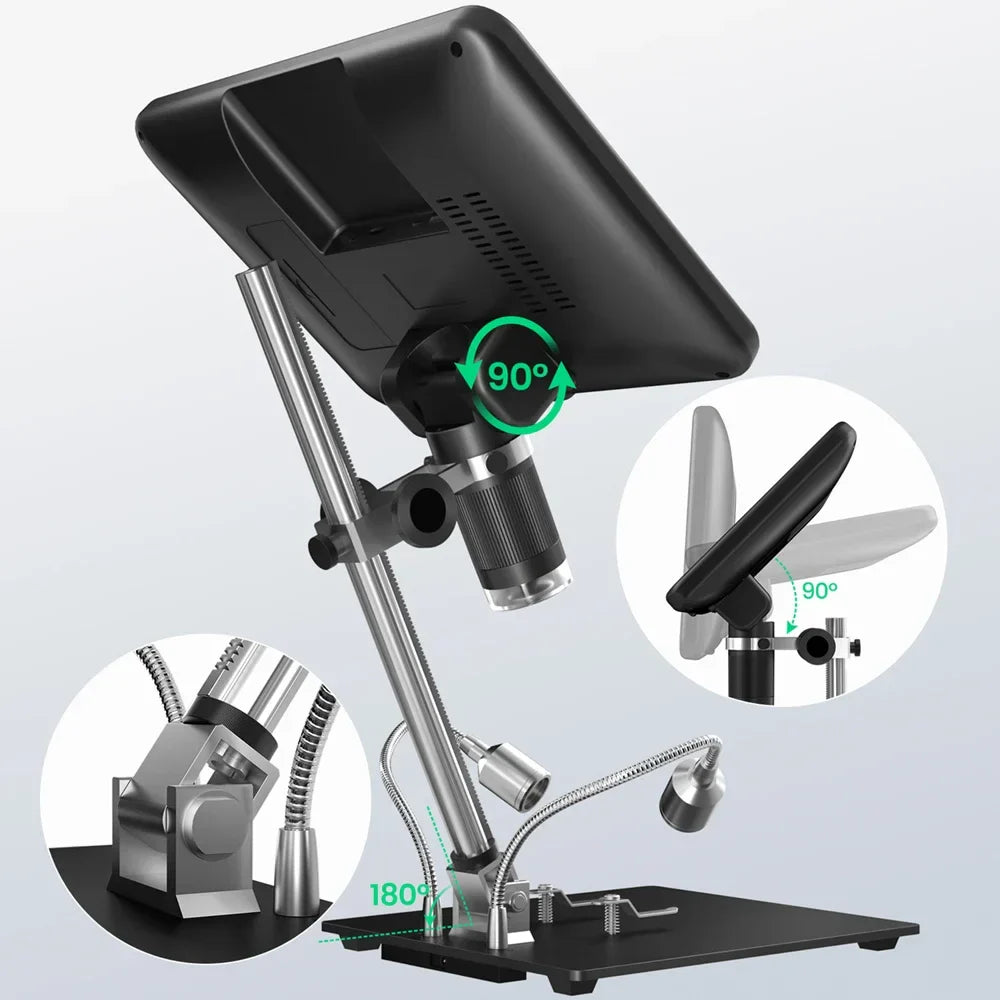 10.1" LCD Digital Microscope with 260X Zoom & LED Lights