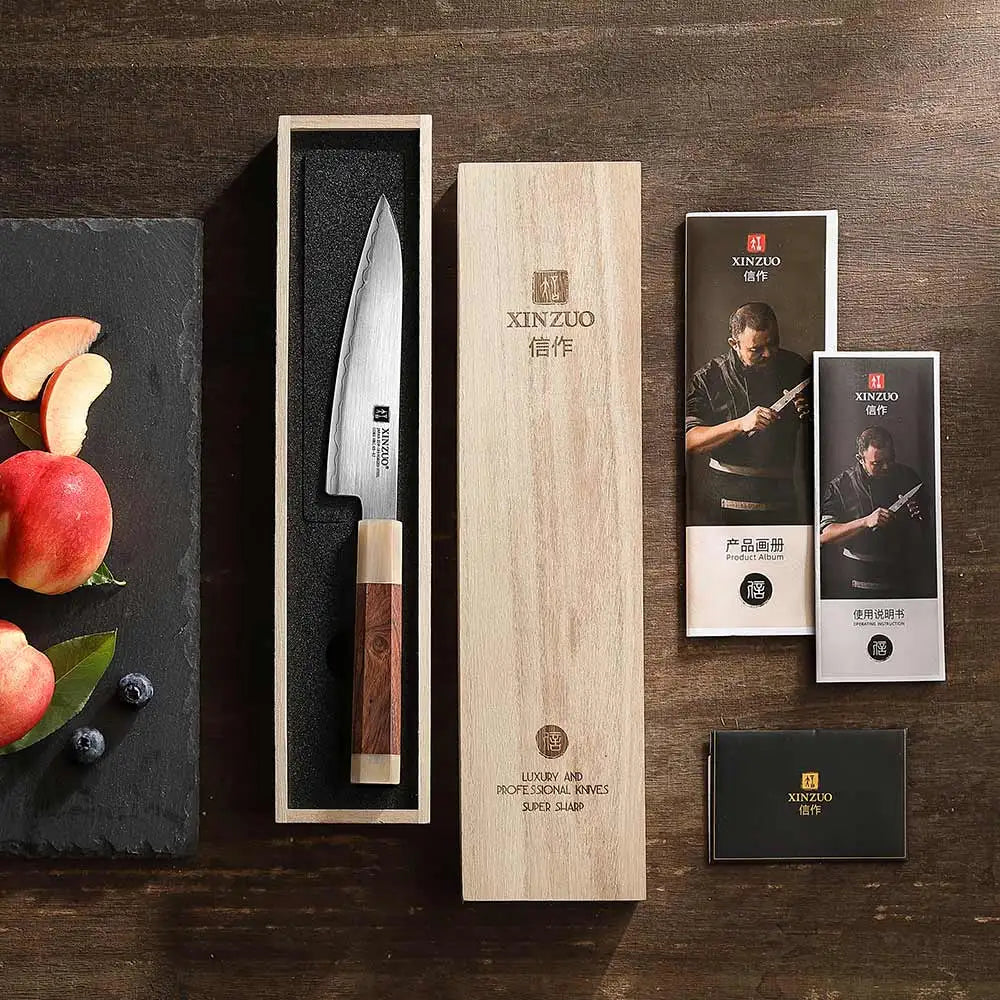 Japanese ZDP-189 Kitchen Knife 5.5" Durable Sharp Blade with Luxury Wood Handle & Box