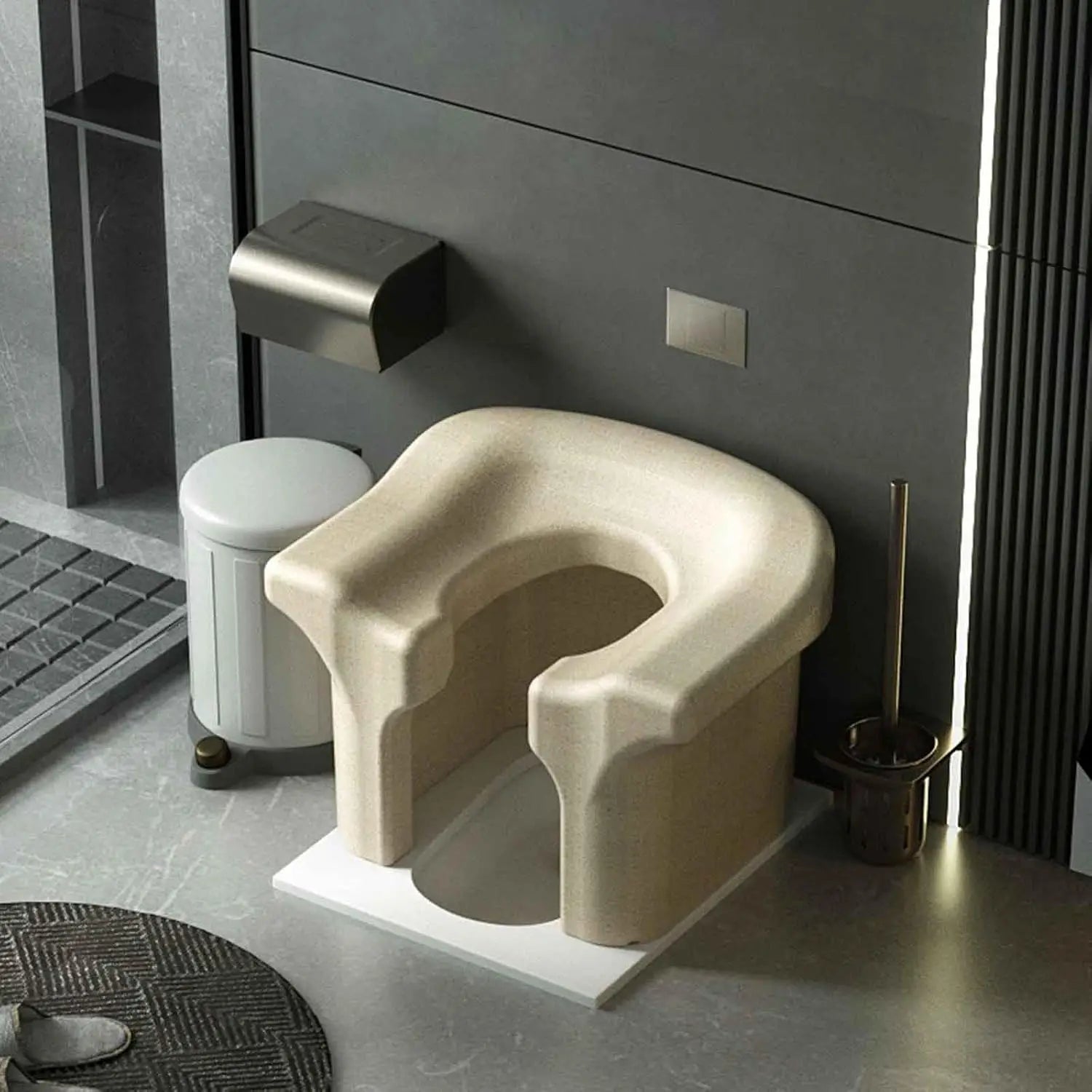 Portable Commode & Shower Chair Lightweight Water-Resistant Bath Stool for Seniors