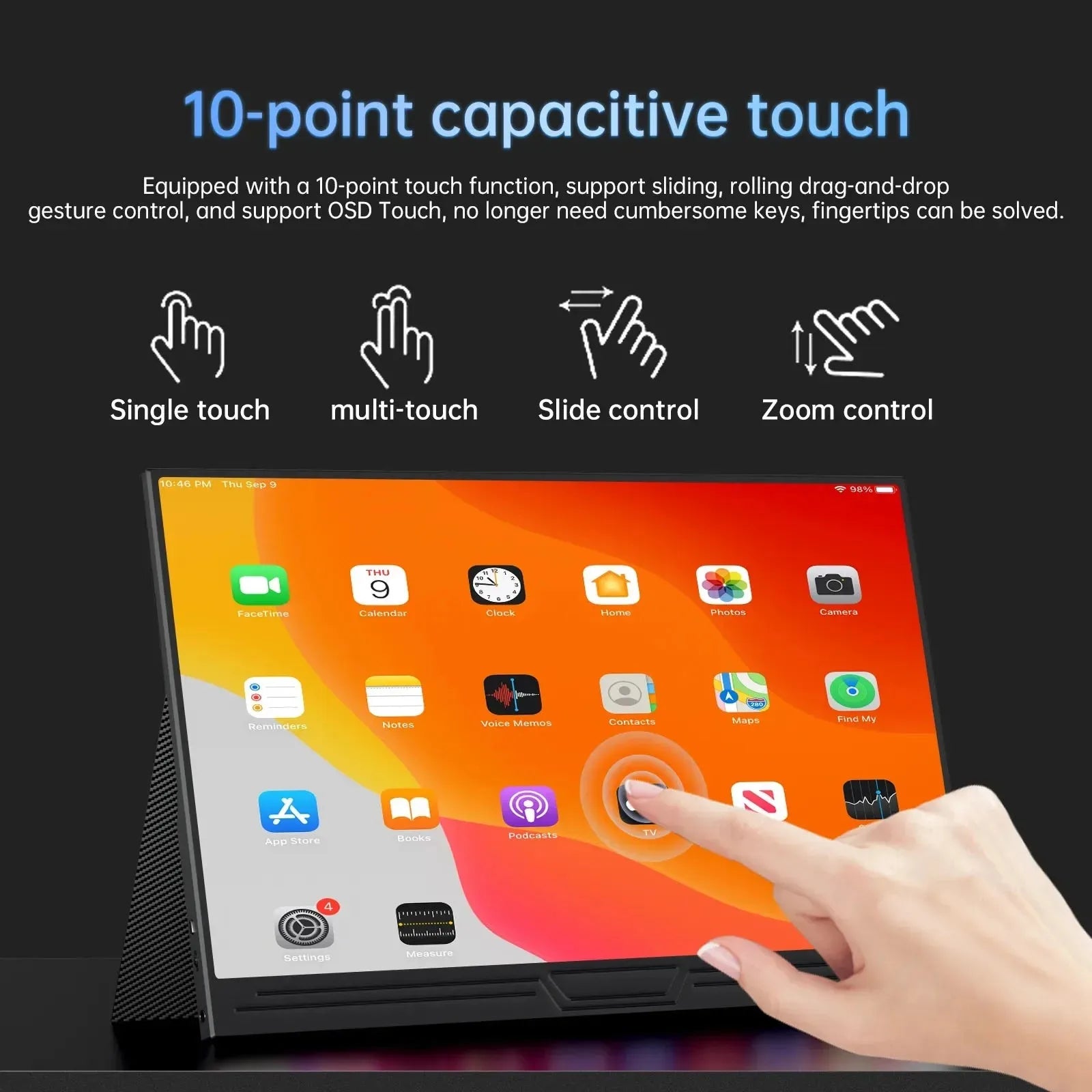 15.6" Portable 1080p Touchscreen Monitor with Built-in Speakers