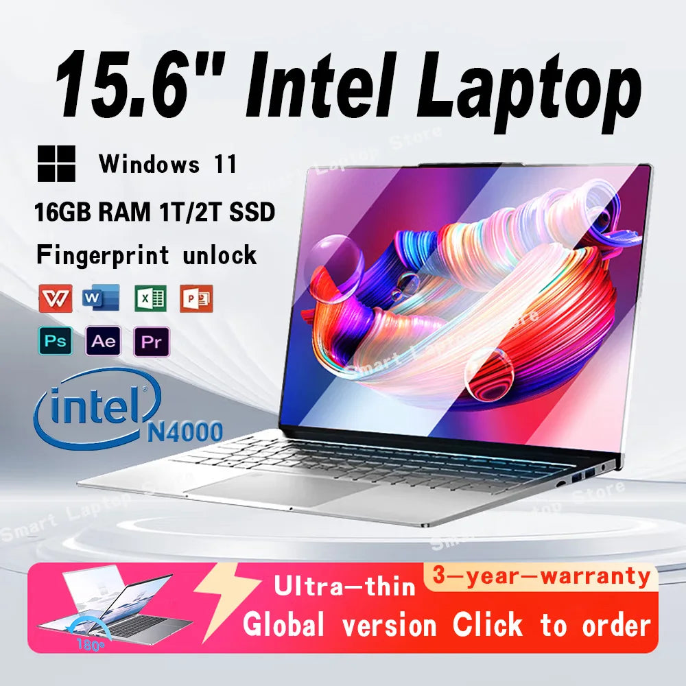 15.6" Windows 11 Pro Laptop with 16GB RAM, 256GB SSD & Full HD IPS Display