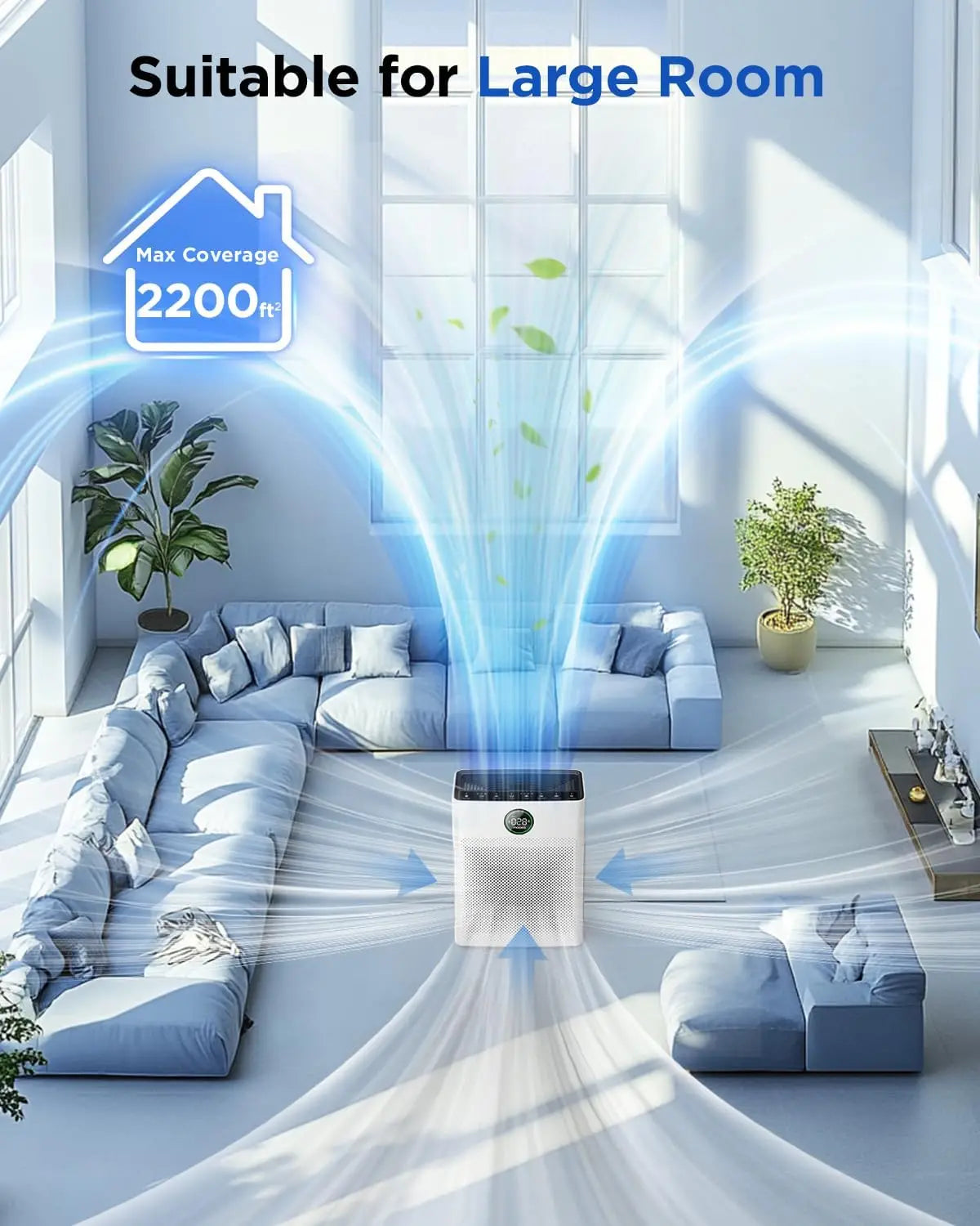 Pet Air Purifier with HEPA Filter & Odor Removal for Large Rooms
