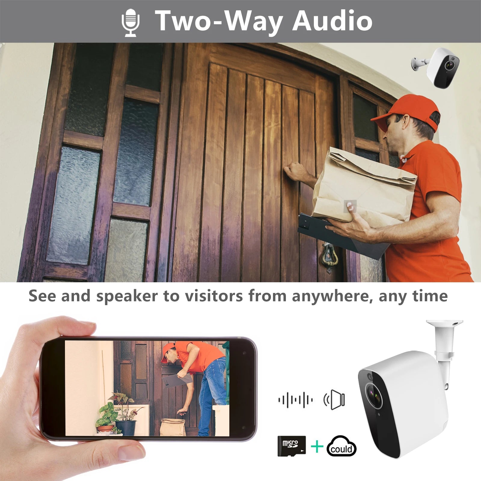 Portable 4MP 2K Indoor/Outdoor Wireless Camera Rechargeable Battery, Motion Alerts, Night Vision, IP65 Waterproof