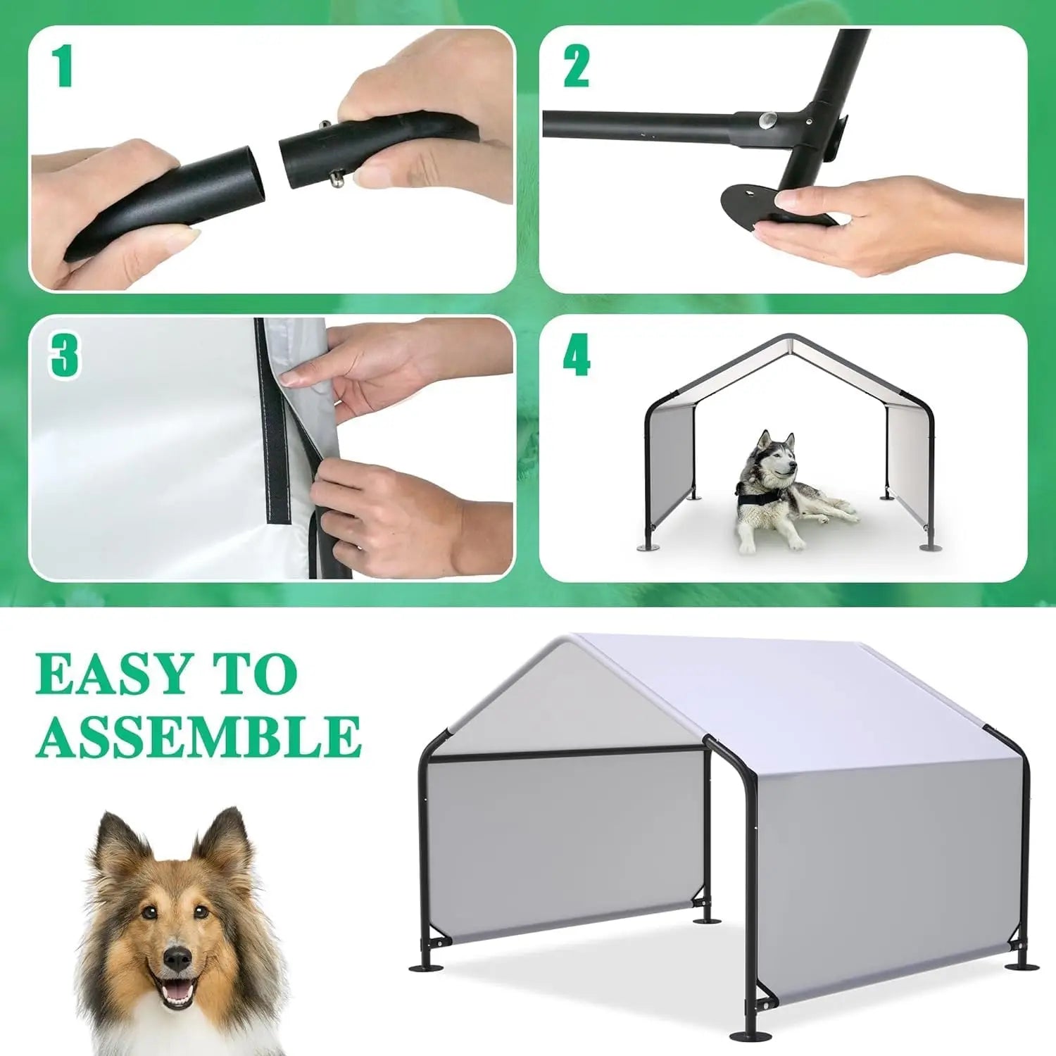 Foldable Outdoor Dog Tent – Waterproof Oxford Fabric, Black-S
