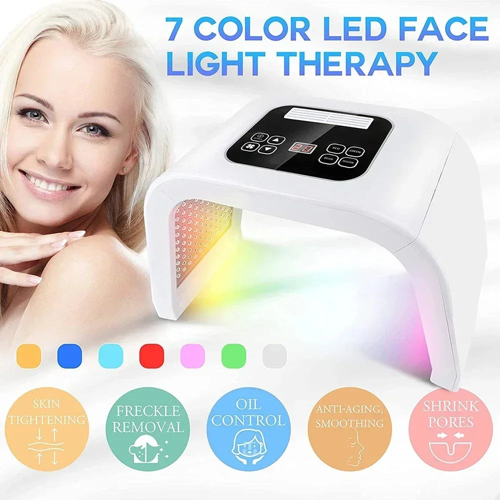 Rechargeable 7-Mode LED Skin Therapy Mask Wrinkle Reduction & Brightening for Home & Salon