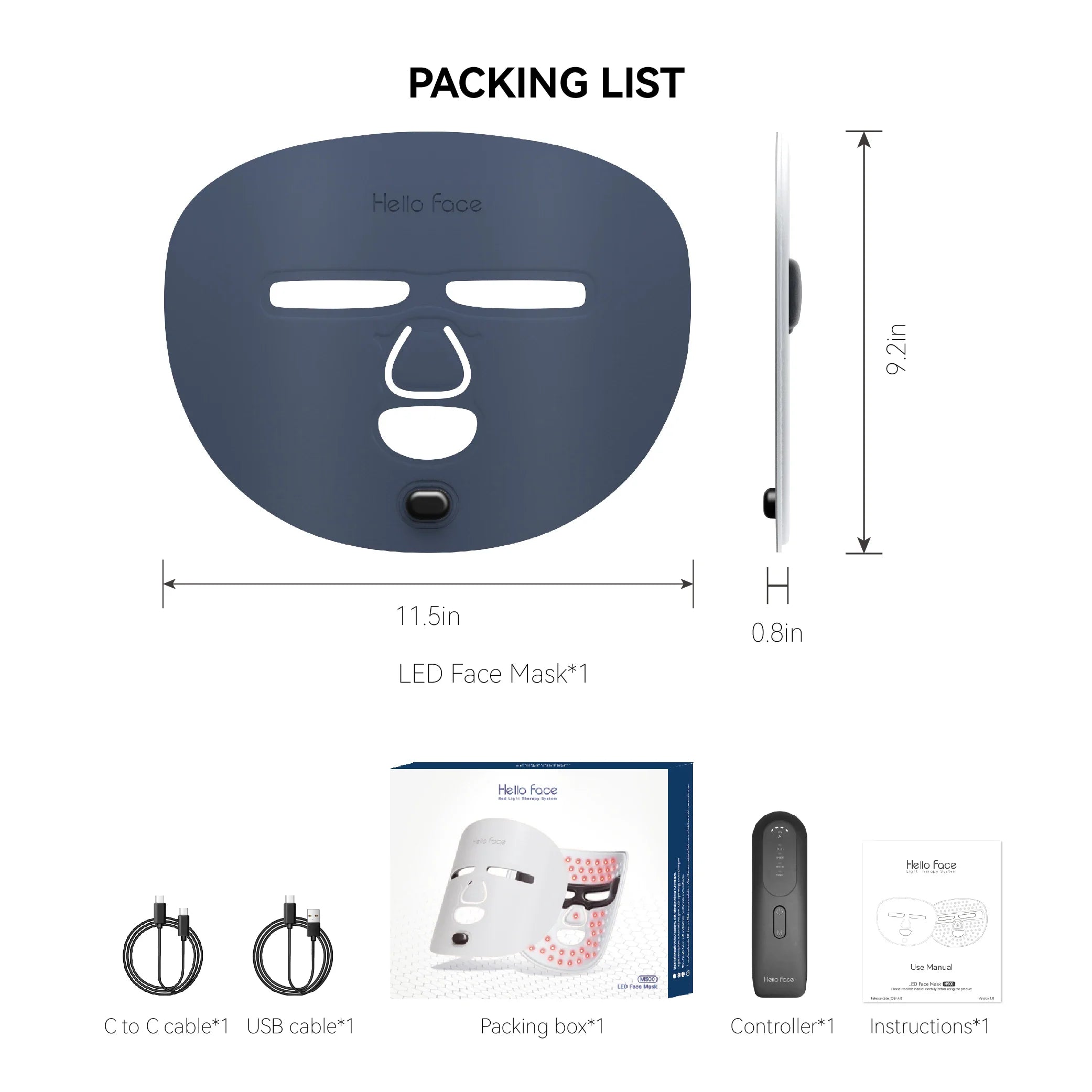 Rechargeable Red & Near-Infrared LED Facial Mask for Anti-Aging