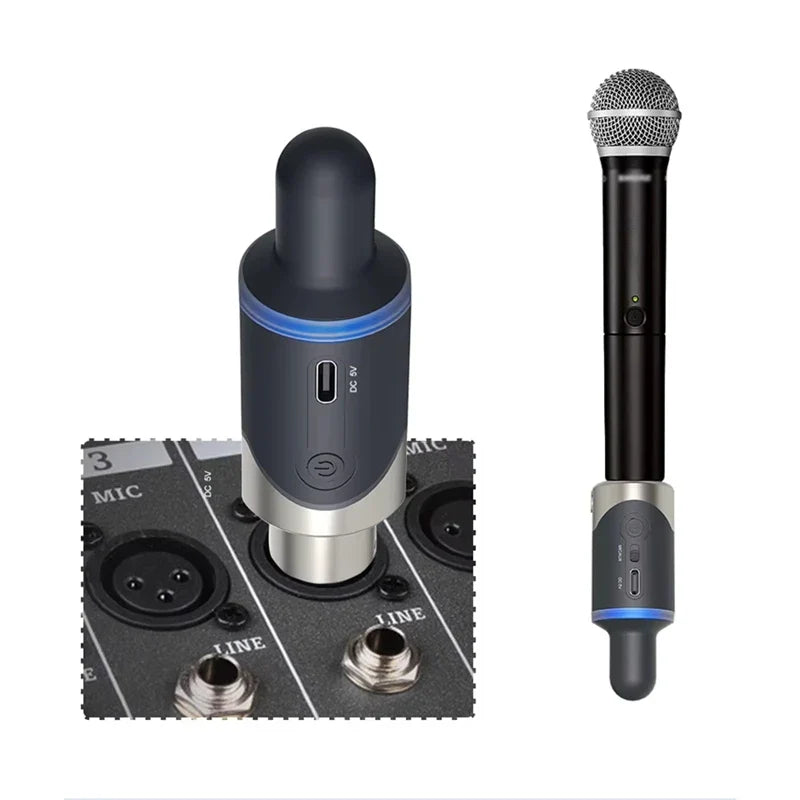 Portable UHF XLR Mic Adapter – 48V, 6-8hr Battery