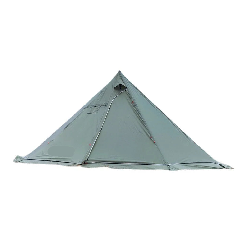 8-Person Green Teepee Tent with Stove Jack & Ventilation Window – 4-Season Outdoor Shelter
