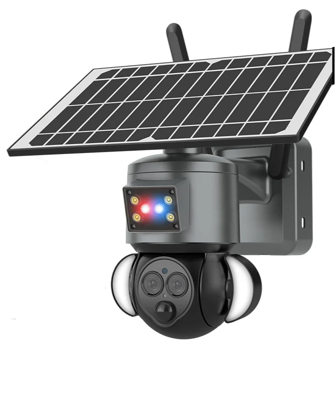 Outdoor Solar PTZ Security Camera 4K 8MP, Dual Lens, 12X Zoom, Night Vision, WiFi/4G Wireless