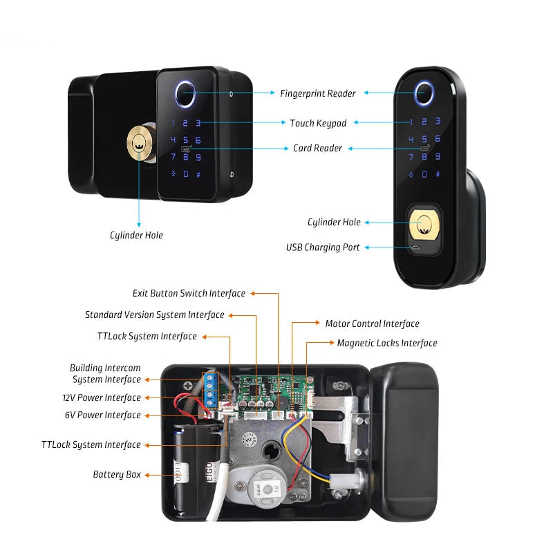 Smart Outdoor Gate Lock with WiFi, Fingerprint & Keypad Access