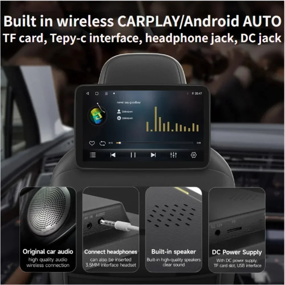 10.1" Android 12 Car Headrest Monitor 1G+32G WiFi