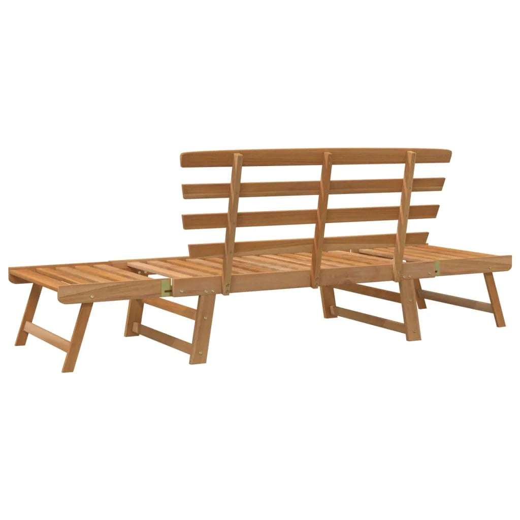 2-in-1 Outdoor Garden Bench & Day Bed – Solid Acacia Wood, Adjustable Sides, 190cm