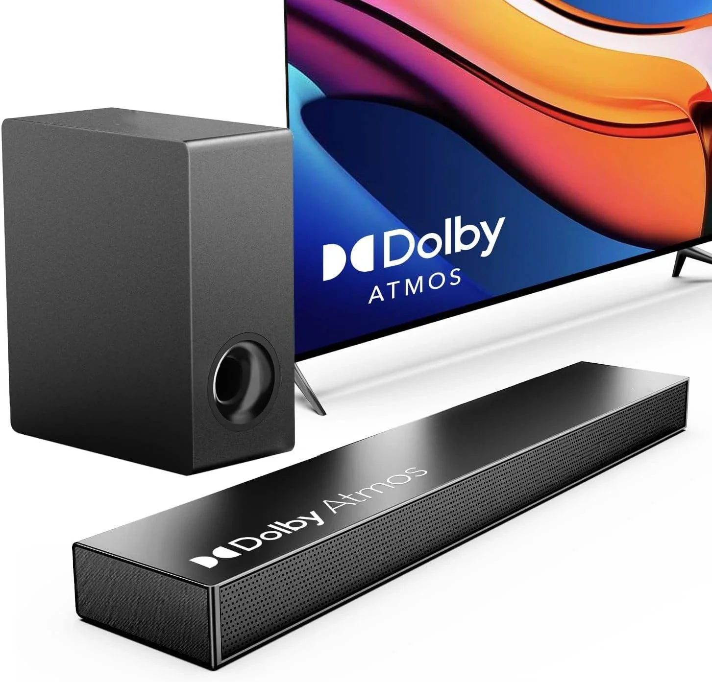 Home Theater Soundbar with Bass Subwoofer & Dolby Atmos – Black