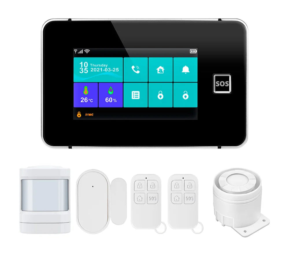 Home Security Alarm Kit with Touch Display, App Control & Alexa/Google Assistant