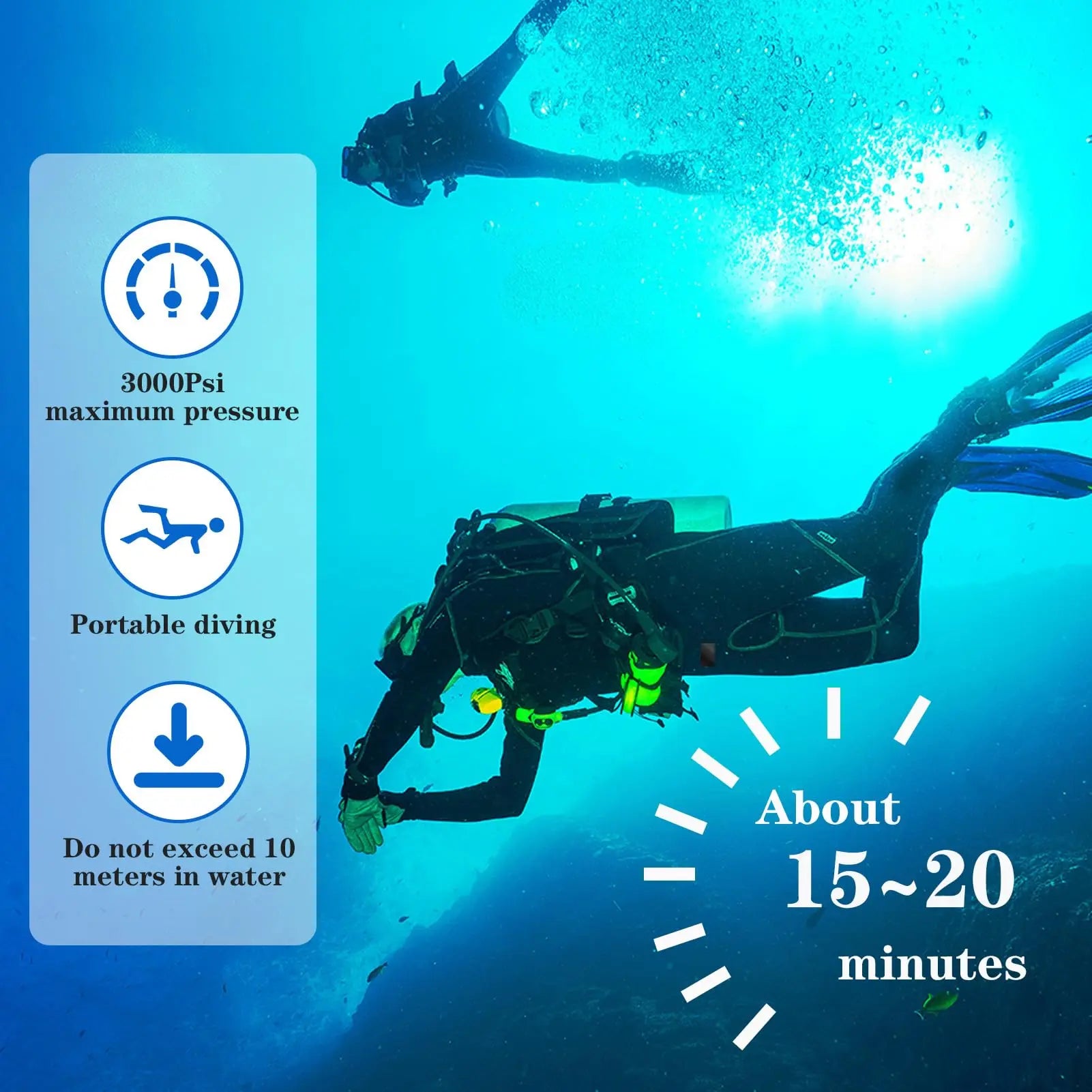1L Mini Scuba Diving Tank with 15-25 Min Breath Time