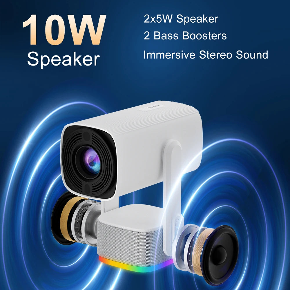 1080P Outdoor Projector with Auto Correction and RGB Light
