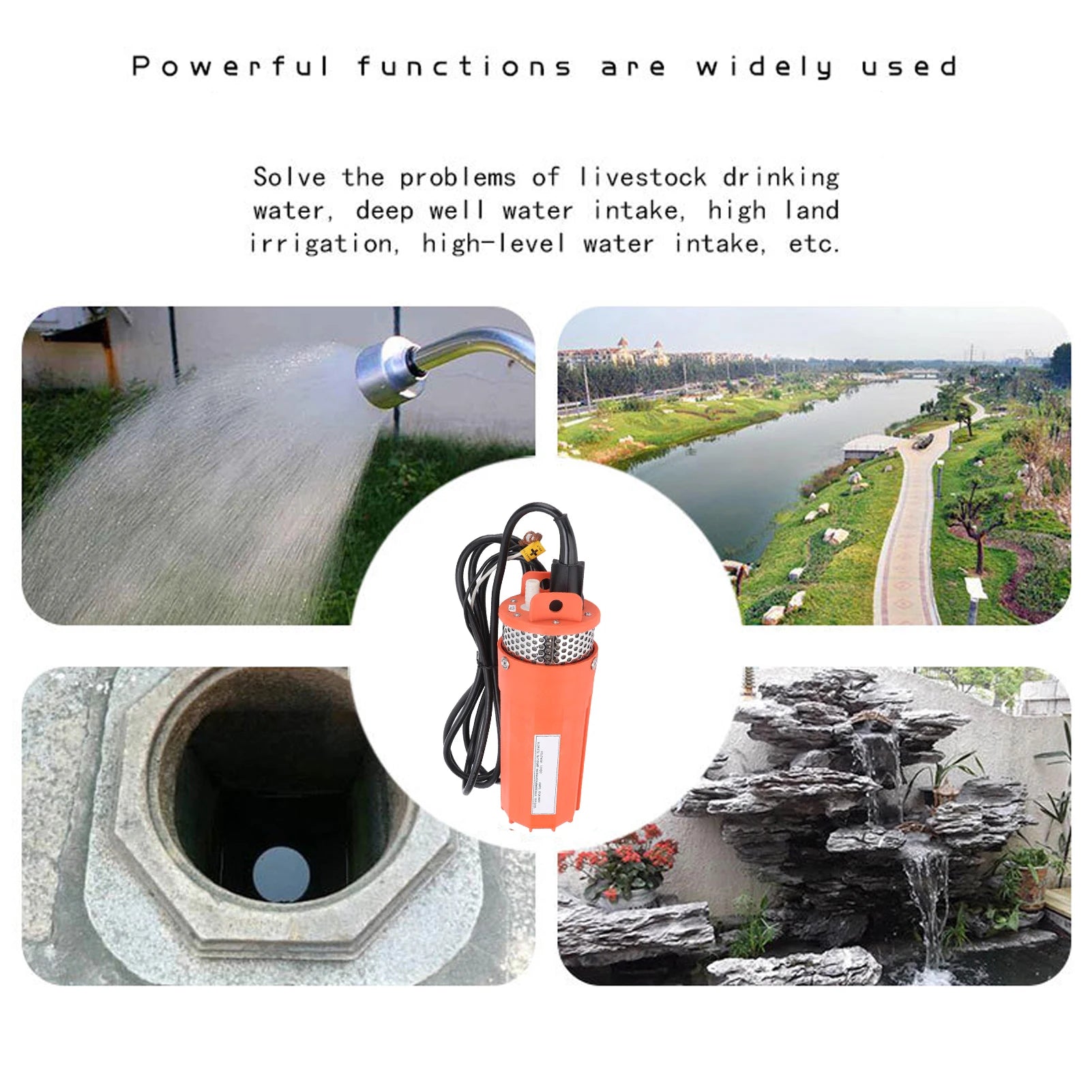 12V Solar Submersible Pump High Lift Outdoor Water Transfer
