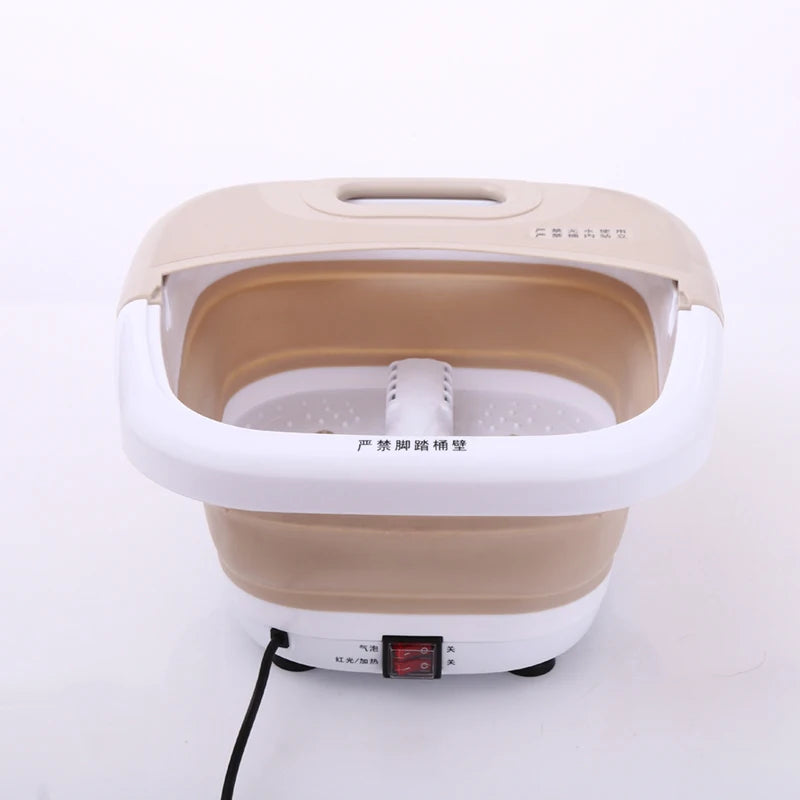 Brown Infrared Foot Bath Massager with Bubbles and Foldable Tub