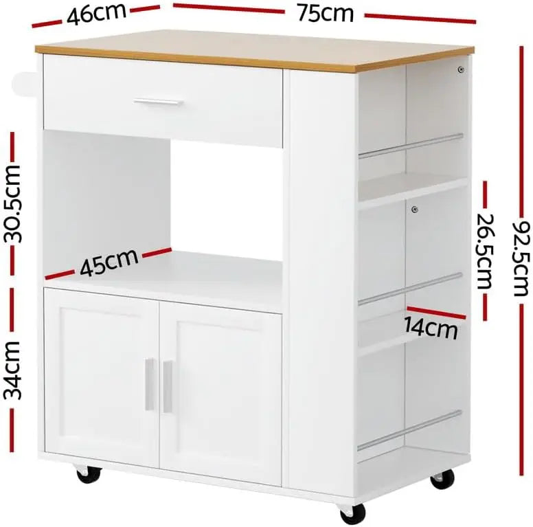 Rolling Serving Cart with Multi-Tier Storage and Towel Holder for Kitchens