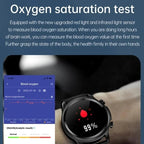 Fitness Smartwatch ECG Blood Pressure Heart Rate Black Leather Strap