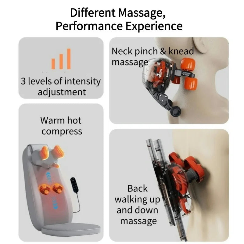 Vibrating Massage Chair Cushion with Shiatsu Kneading and Heat for Home and Office