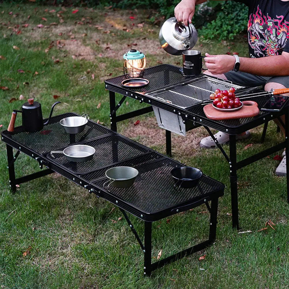 Height Adjustable Outdoor IGT Folding Table with Mesh Top - Large