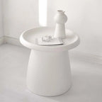 50cm Round Mushroom Coffee Table – White, Modern Pedestal Side Table