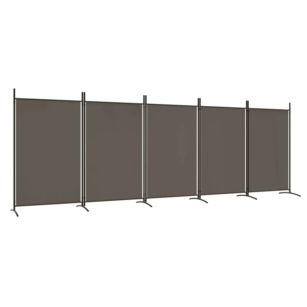 Portable 5-Panel Fabric Room Divider – Foldable Privacy Screen 433x180cm Anthracite