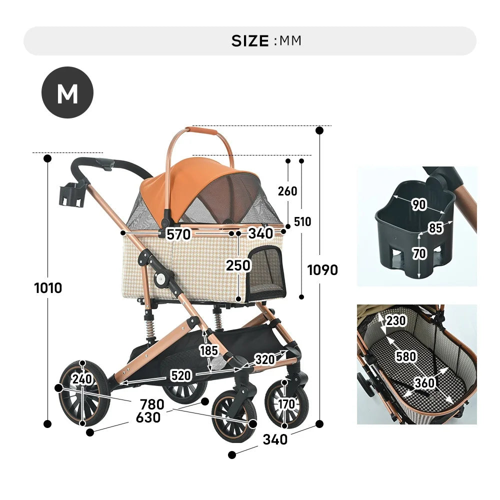 Portable Pet Travel Trolley with Folding Design