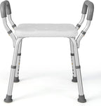 Shower Bench with Detachable Armrests Anti-Slip Bath Chair, Adjustable Height Design