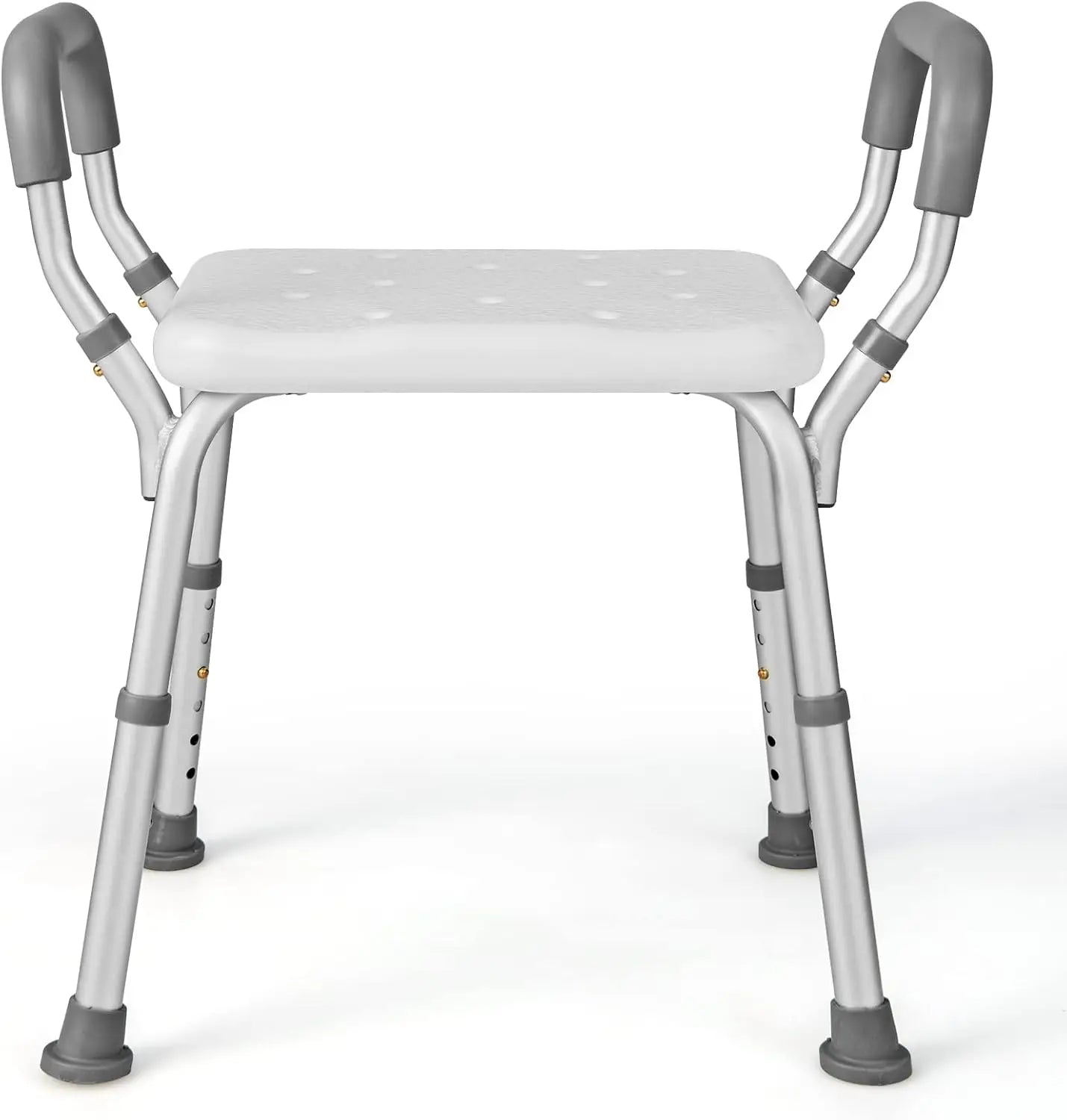 Shower Bench with Detachable Armrests Anti-Slip Bath Chair, Adjustable Height Design