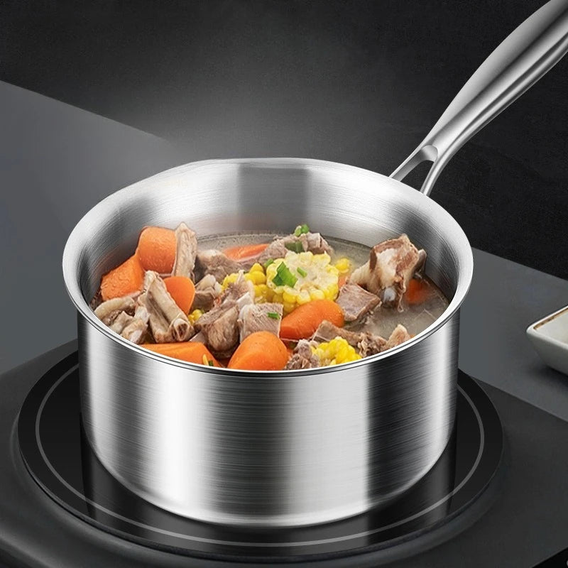 18cm Uncoated Milk Pan, Food Safe Stainless Steel