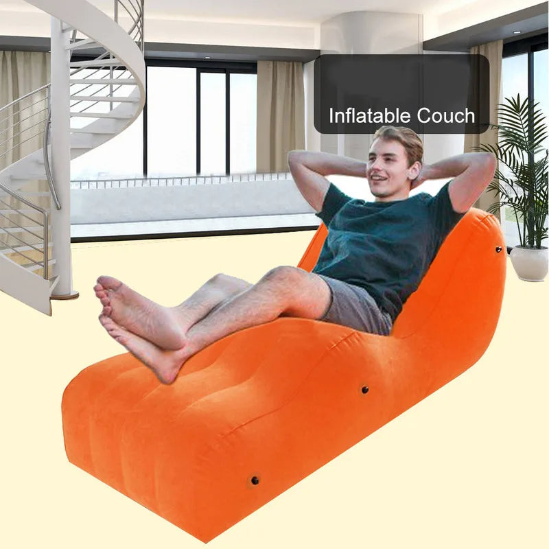 Foldable Inflatable Couch with Thick PVC for Travel & Home