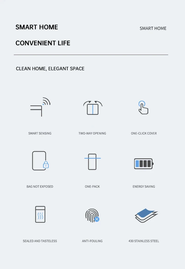 15L Smart White Trash Bin with Automatic Lid