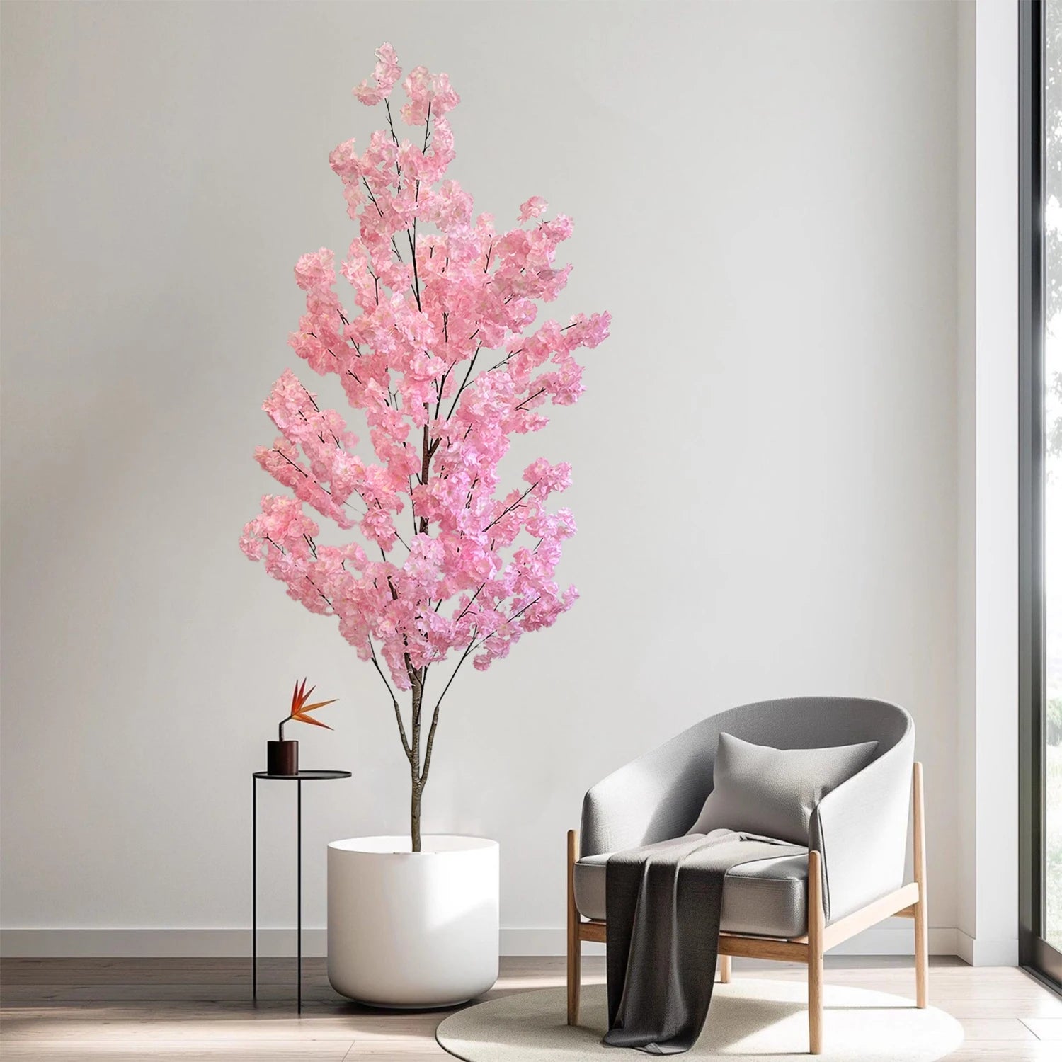 100CM Artificial Pink Cherry Blossom Tree with Realistic Trunk & Silk Blooms – Indoor Décor for Home, Office & Weddings