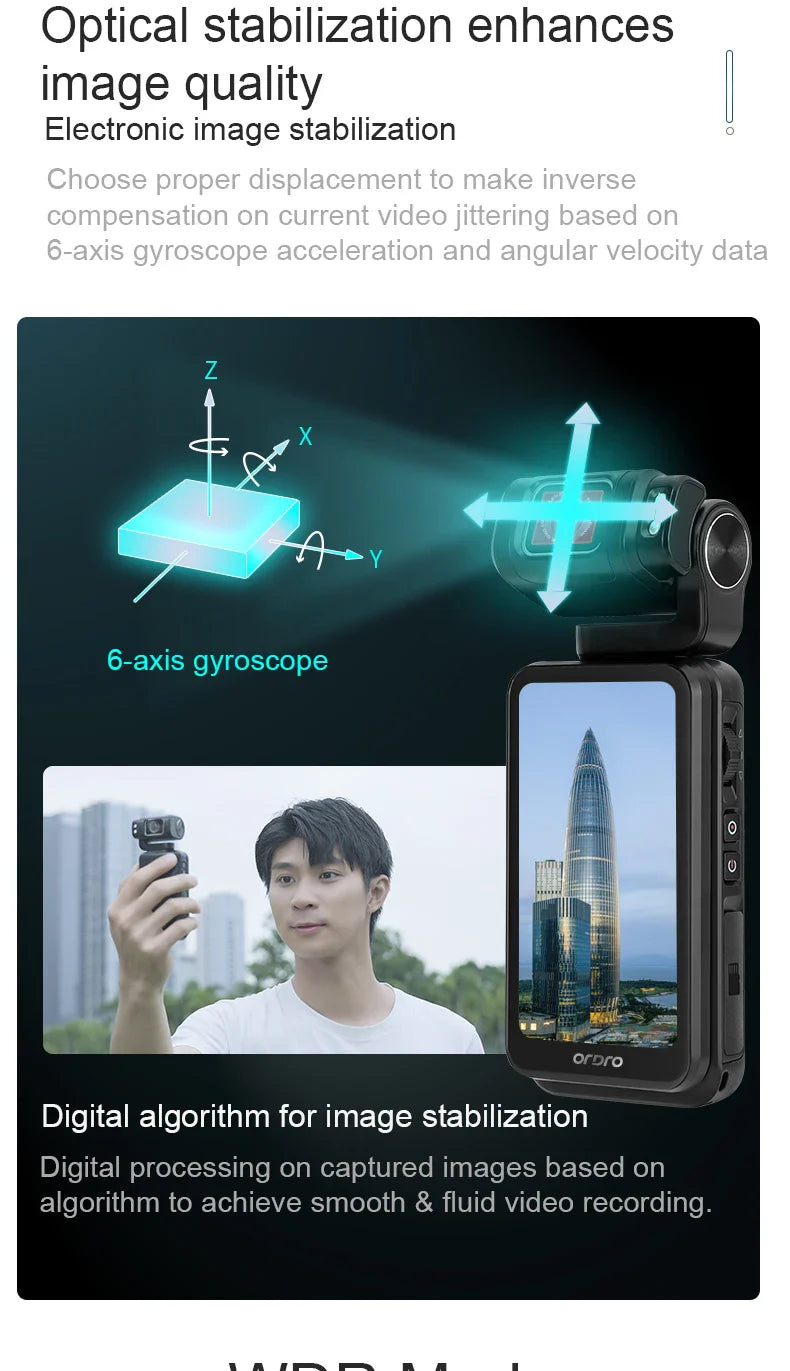 Rechargeable 5K Travel Vlogging Camera with Big LCD Display
