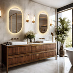 Oval LED Bathroom Mirror with 3-Color Lighting and Anti-Fog