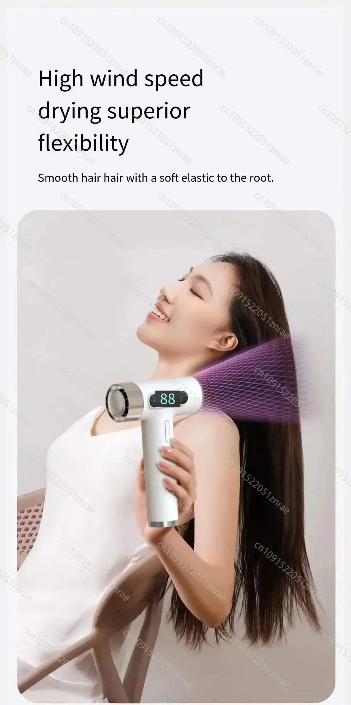 Rechargeable Travel Hair Dryer with LED Display, 3 Speed Modes & USB Type-C Charging