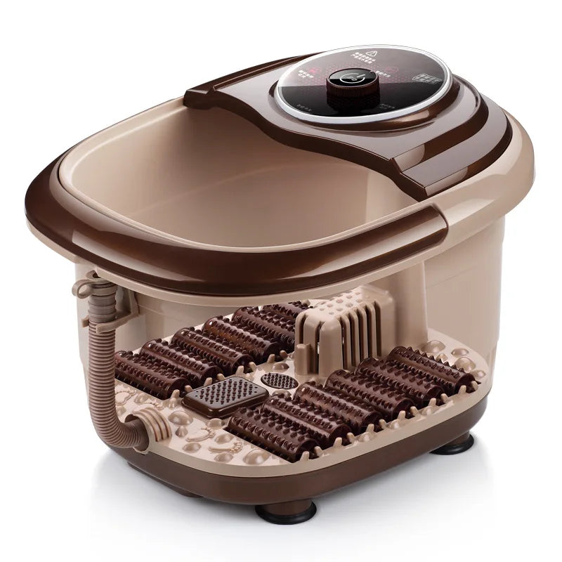 Brown Foot Bath Massager with Heat, Bubbles & Infrared Therapy