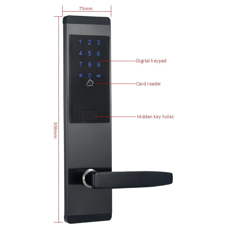 Electronic Digital Door Lock with App Control, NFC, IC Card & Mechanical Key Options