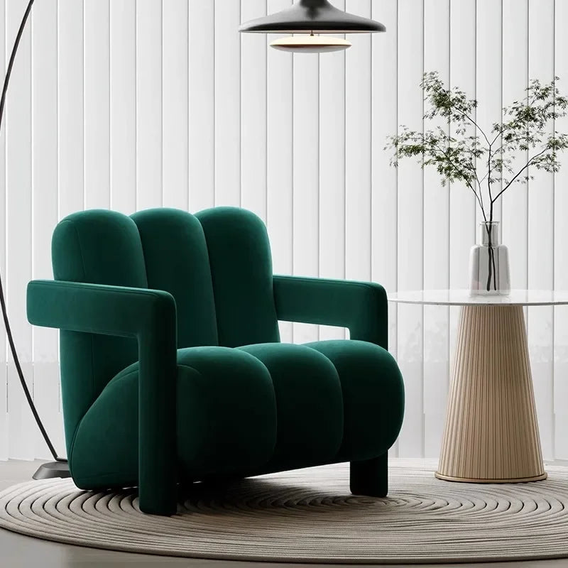 Modern Velvet Leisure Chair Comfortable Single Sofa for Living Room or Balcony