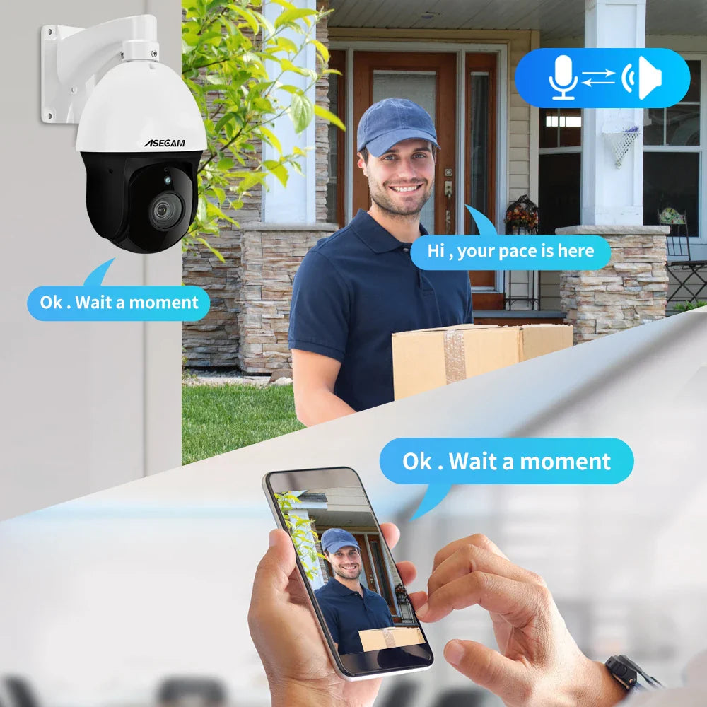 4K Outdoor PTZ Dome Camera with 30X Optical Zoom 8MP 4K Add 128G Card