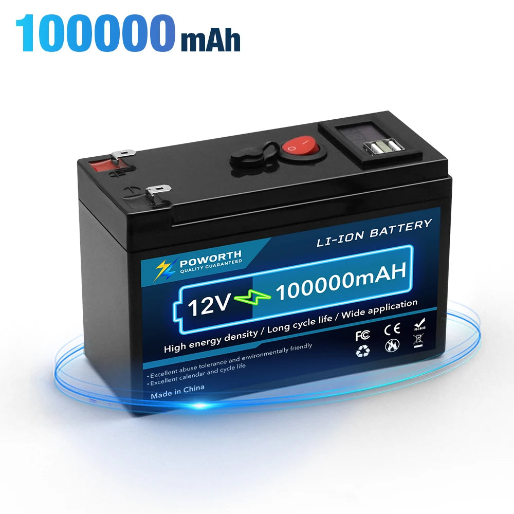 Portable 12V 150Ah Deep Cycle Lithium Battery Built-in Smart BMS for Solar, RV, Marine & Home Energy